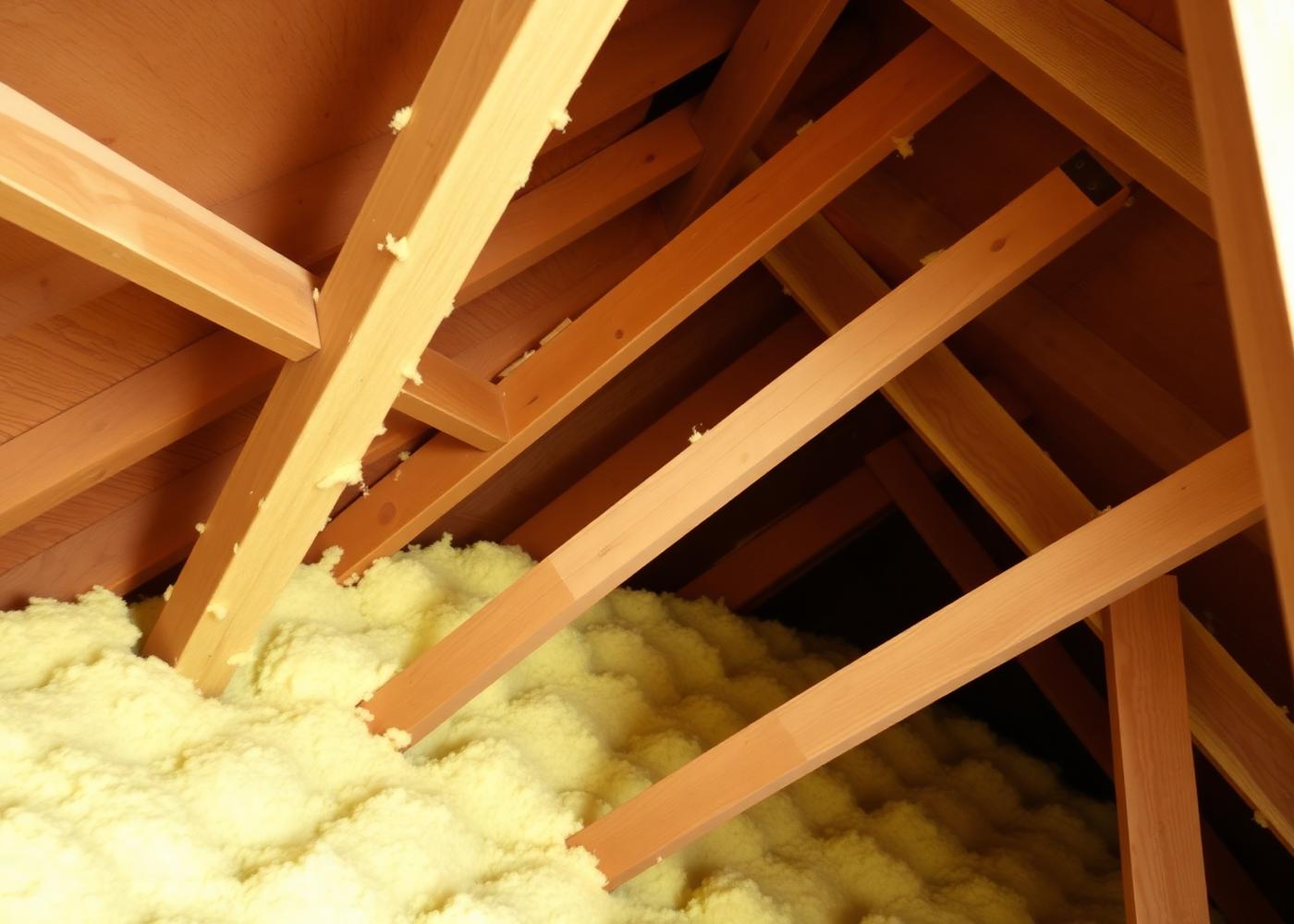 Home loft insulation being installed